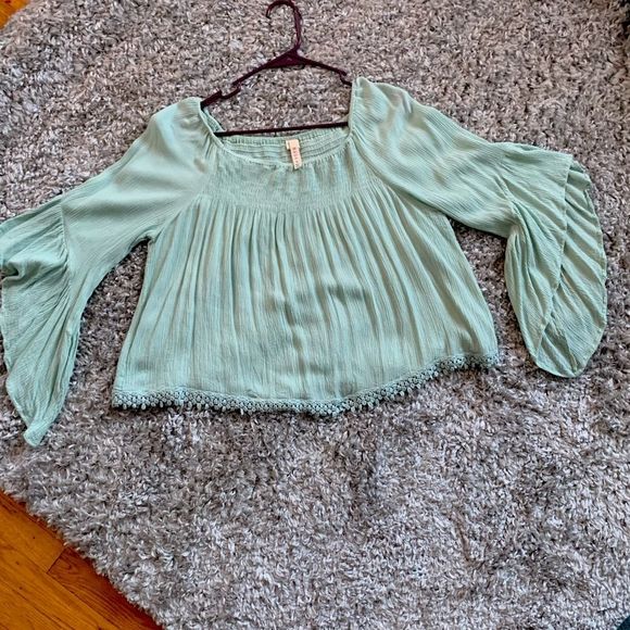 RAGA || Women’s Small Mint Flowy Lightweight Gorgeous Blouse Bohemian Boho - Picture 1 of 6